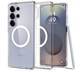 Magsafe Противоударен Калъф за Samsung S25 Ultra, Spigen Ultra Hybrid Case, Бял
