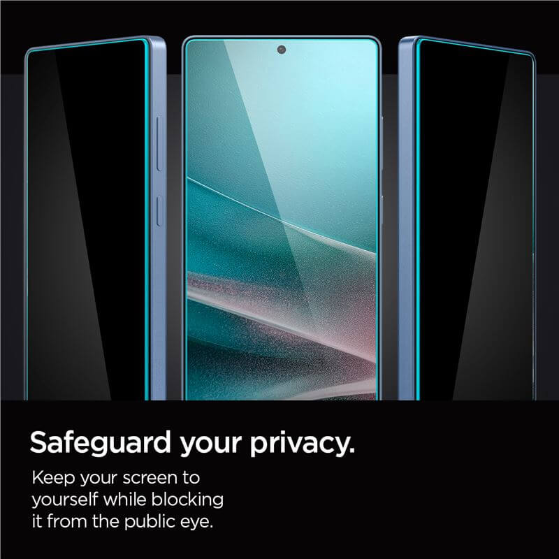 Затъмняващ Протектор за Samsung S25 Ultra, Spigen Privacy Glass tR EZ Fit 2бр., Черен (8)