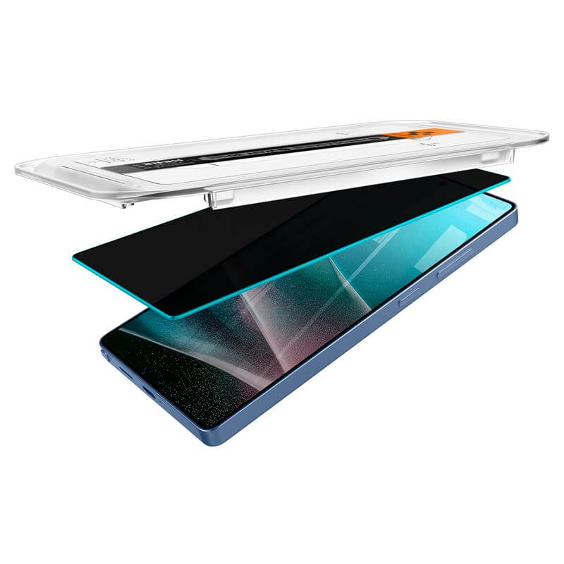 Затъмняващ Протектор за Samsung S25 Ultra, Spigen Privacy Glass tR EZ Fit 2бр., Черен (4)