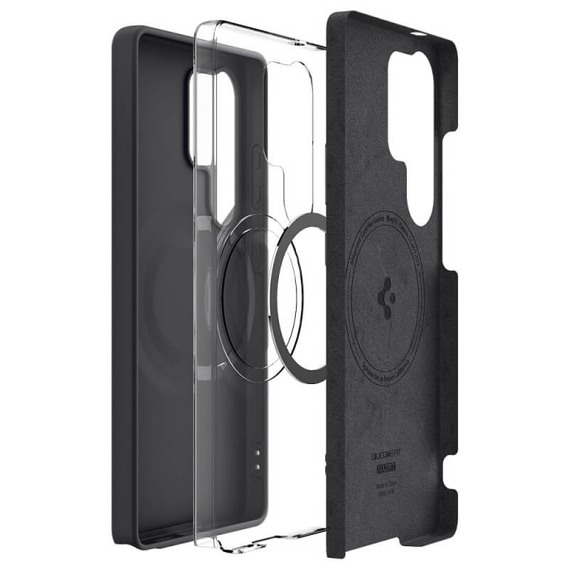 Magsafe Матов Калъф за Samsung S25 Ultra, Spigen Silicone Fit Case, Черен (8)