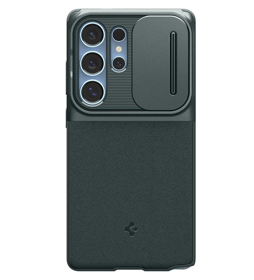 Калъф с Камерен Предпазител за Samsung S25 Ultra, Spigen Optik Armor Case, Зелен (2)