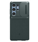 Калъф с Камерен Предпазител за Samsung S25 Ultra, Spigen Optik Armor Case, Зелен (2)