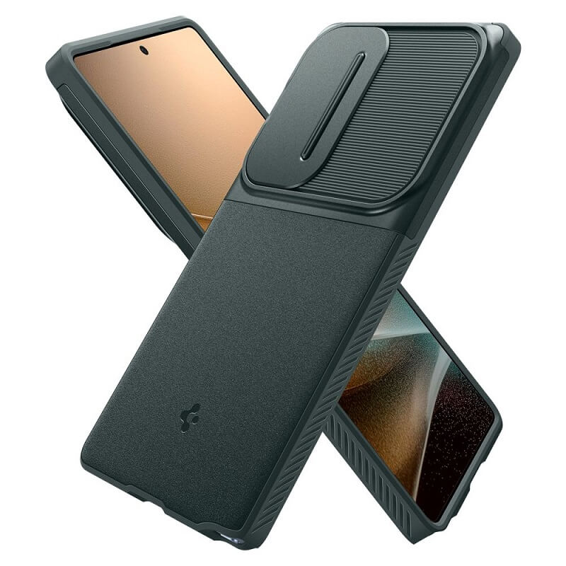 Калъф с Камерен Предпазител за Samsung S25 Ultra, Spigen Optik Armor Case, Зелен (9)
