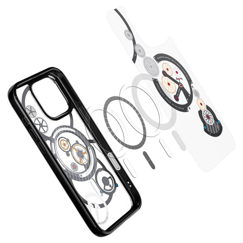 Magsafe Калъф за iPhone 16 Pro Max, Spigen c11 Chronos Ultra Hybrid T Mag Case, Черен (4)