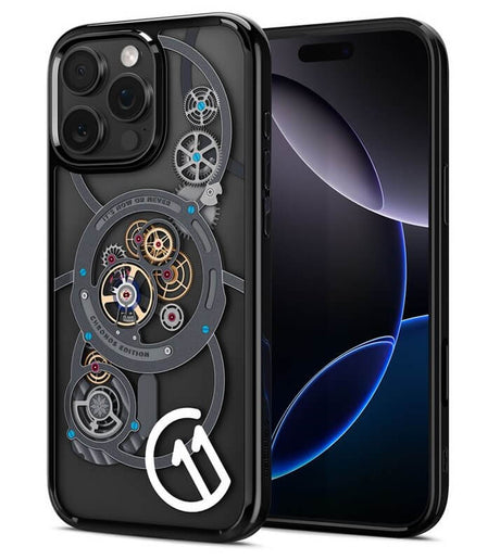 Magsafe Калъф за iPhone 16 Pro Max, Spigen c11 Chronos Ultra Hybrid T Mag Case, Черен