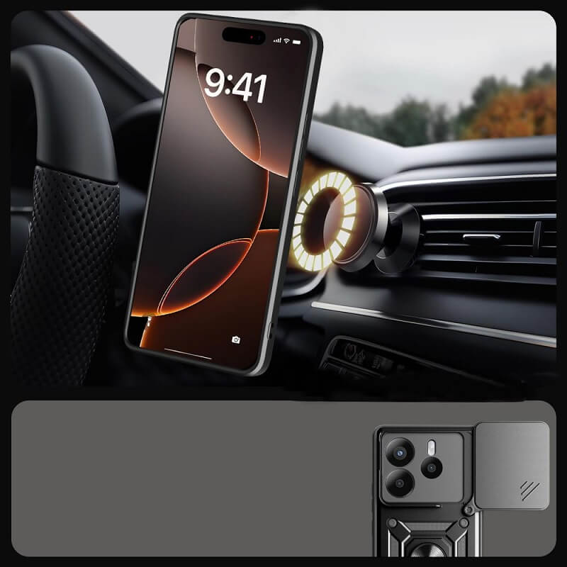 Калъф с Предпазител за Камера и Стойка за Xiaomi Redmi Note 14 5G, Tech-Protect CamShield Pro Case, Черен (4)