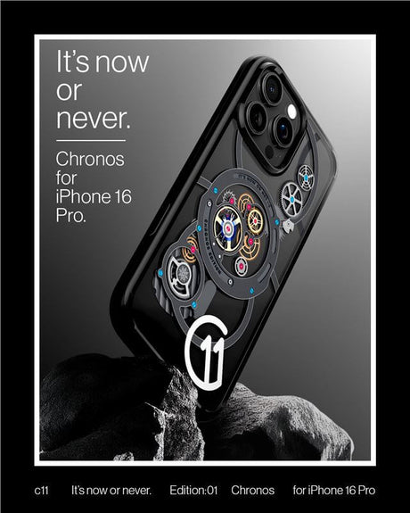 Magsafe Калъф за iPhone 16 Pro, Spigen c11 Chronos Ultra Hybrid T Mag Case, Черен (6)