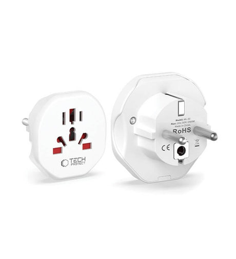 EU Мрежови Адаптер, Tech-Protect Travel Adapter, Бял
