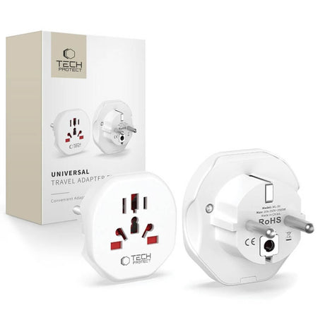 EU Мрежови Адаптер, Tech-Protect Travel Adapter, Бял (3)