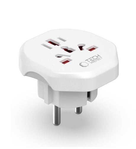 EU Мрежови Адаптер, Tech-Protect Travel Adapter, Бял (2)