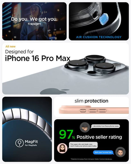 Magsafe Калъф за iPhone 16 Pro Max, Spigen Thin Fit Case, Розов (7)
