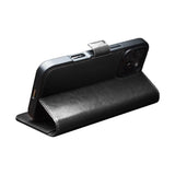 Кожен Калъф за iPhone 16 Pro, Qialino Book Case, Черен (5)