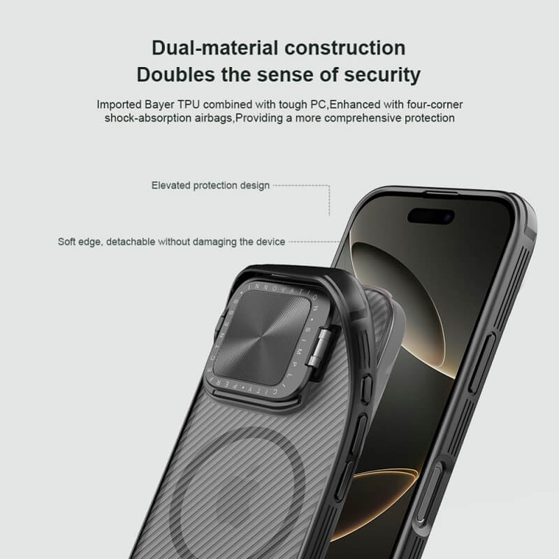 Magsafe Калъф за iPhone 16 Pro Max, Nillkin CamShield Prop Case, Черен (11)