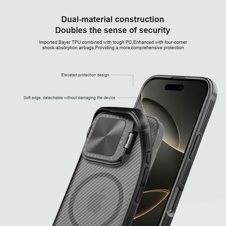 Magsafe Калъф за iPhone 16 Pro Max, Nillkin CamShield Prop Case, Черен (11)