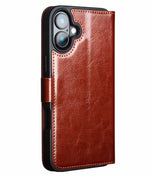 Кожен Калъф за iPhone 16, Qialino Book Case, Кафяв (3)