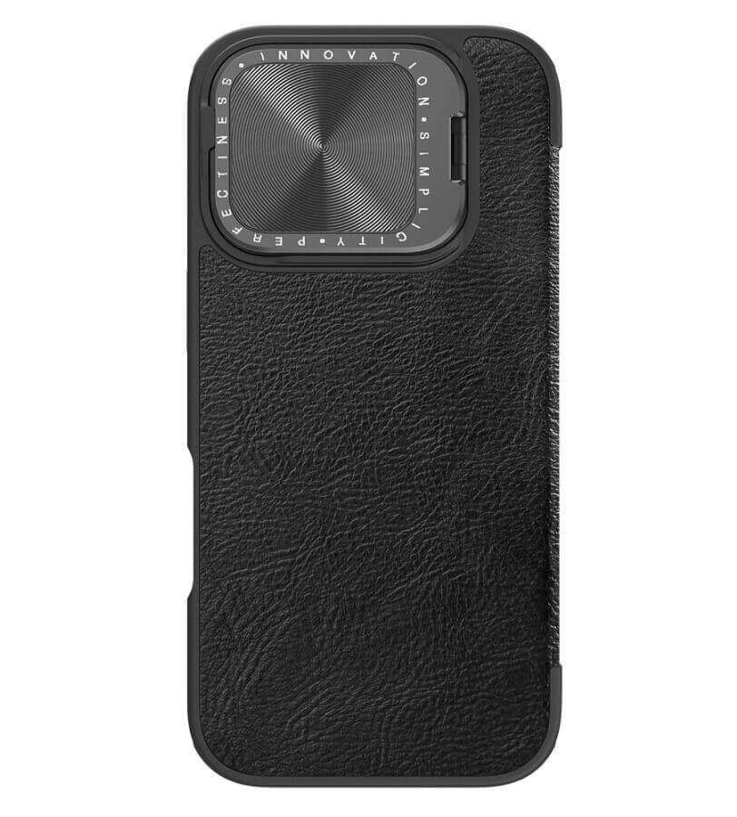 Кожен Калъф с Джобове за iPhone 16 Pro Max, Nillkin Qin Prop Leather Case, Черен (3)