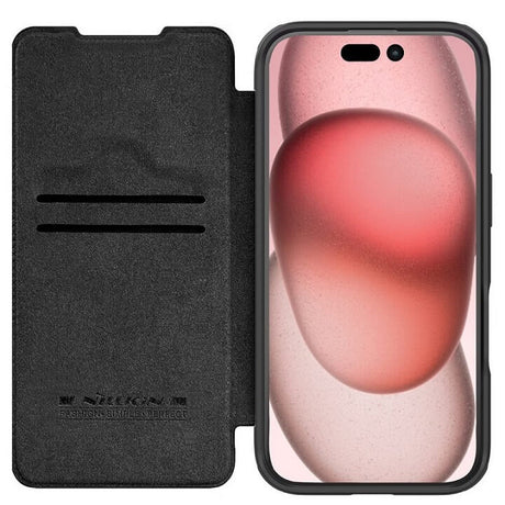 Кожен Калъф с Джобове за iPhone 16 Pro Max, Nillkin Qin Prop Leather Case, Черен (5)