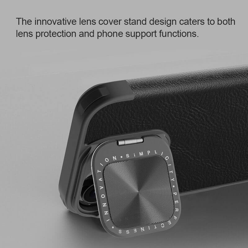 Кожен Калъф с Джобове за iPhone 16 Pro, Nillkin Qin Prop Leather Case, Черен (6)
