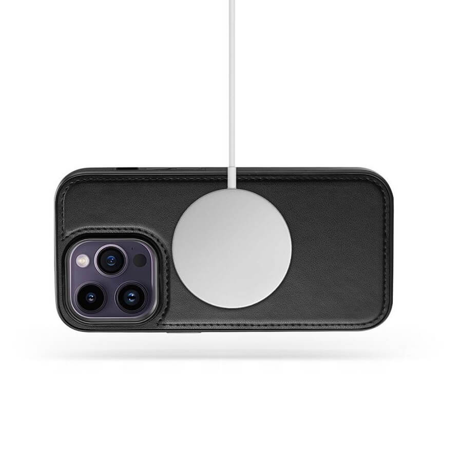 Magsafe Кожен Калъф с Джобове за iPhone 16 Pro, Tech-Protect Wallet Book Case, Черен (5)