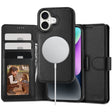 Magsafe Кожен Калъф с Джобове за iPhone 16, Tech-Protect Wallet Book Case, Черен