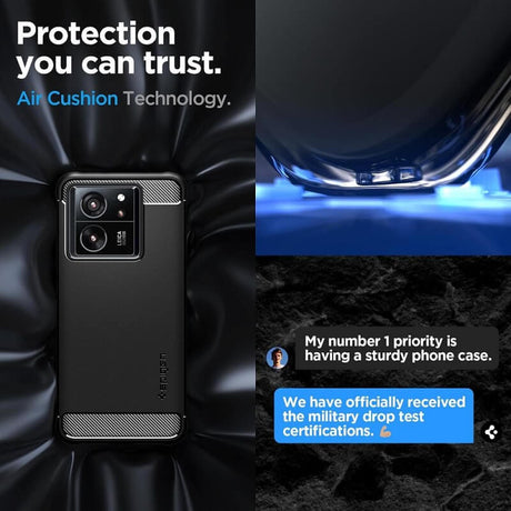 Противоударен Калъф за Xiaomi 13T/ Pro, Spigen Rugged Armor Case, Черен (6)