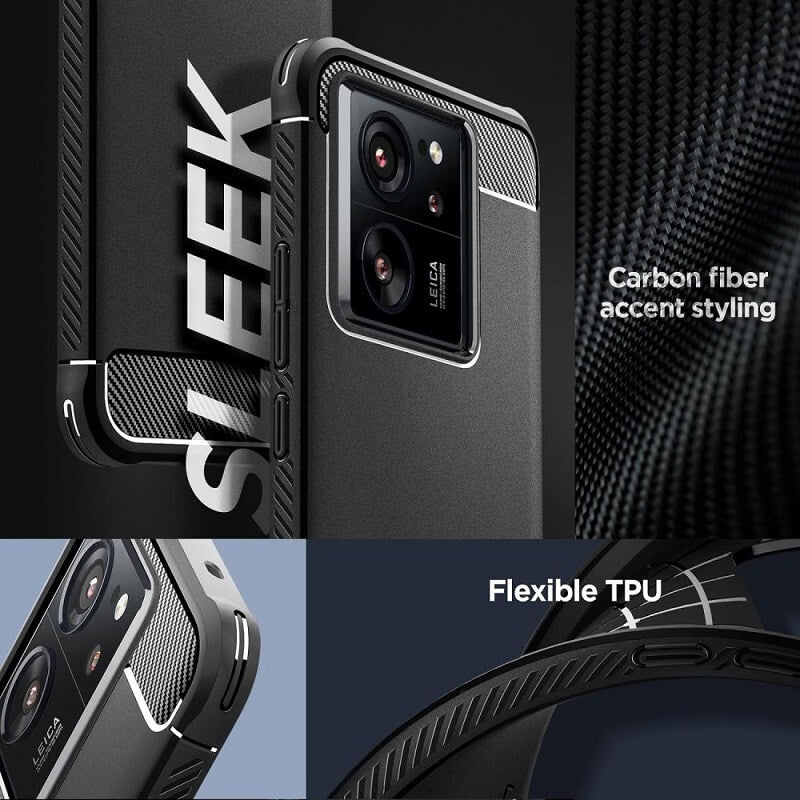Противоударен Калъф за Xiaomi 13T/ Pro, Spigen Rugged Armor Case, Черен (8)