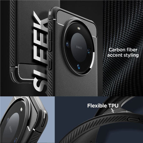 Противоударен Калъф за Huawei Mate 60 Pro, Spigen Rugged Armor Case, Черен (5)