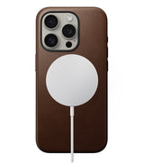 Magsafe Калъф от Естествена Кожа за iPhone 15 Pro, Nomad Modern Leather Case, Кафяв (5)