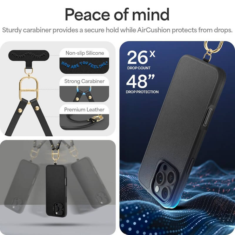 Magsafe Кожен Калъф с Връзки за iPhone 16 Pro Max, Spigen Cyrill Kajuk Classic Charm, Черен (10)