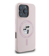 Magsafe Калъф за iPhone 16 Pro Max, Karl Lagerfeld Karl&Choupette Heads Ring Case, Розов (2)