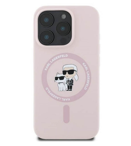 Magsafe Калъф за iPhone 16 Pro Max, Karl Lagerfeld Karl&Choupette Heads Ring Case, Розов (4)