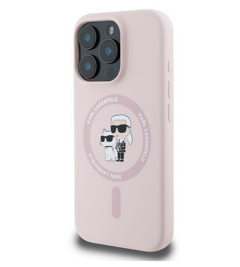 Magsafe Калъф за iPhone 16 Pro Max, Karl Lagerfeld Karl&Choupette Heads Ring Case, Розов (3)