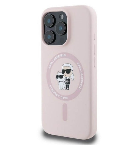 Magsafe Калъф за iPhone 16 Pro Max, Karl Lagerfeld Karl&Choupette Heads Ring Case, Розов (3)