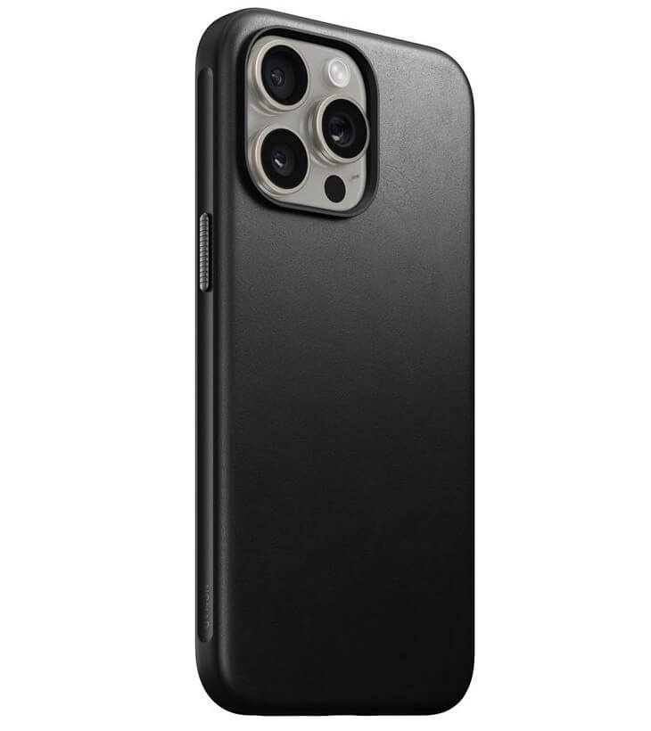 Magsafe Калъф от Естествена Кожа за iPhone 15 Pro Max, Nomad Modern Leather Case, Черен (2)