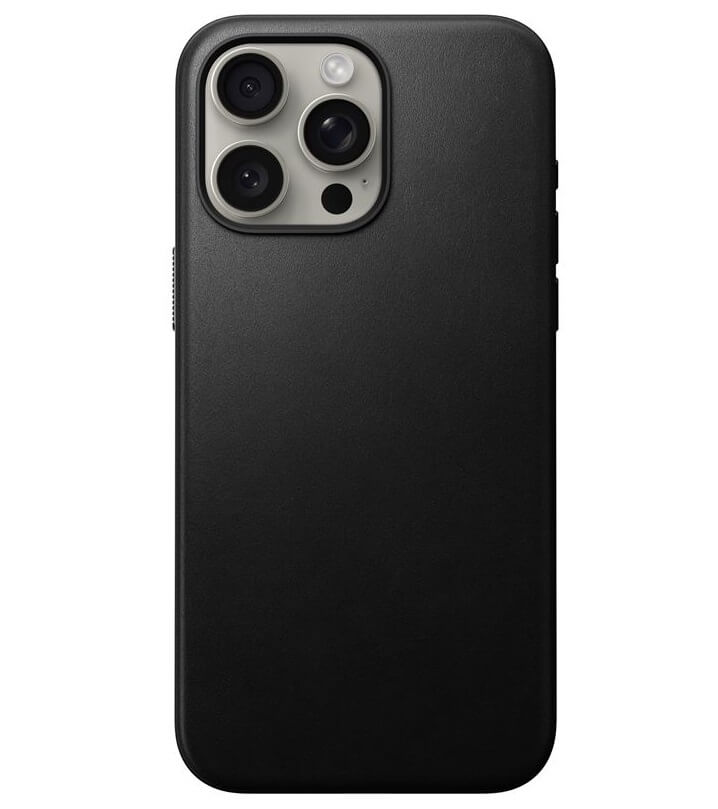 Magsafe Калъф от Естествена Кожа за iPhone 15 Pro Max, Nomad Modern Leather Case, Черен