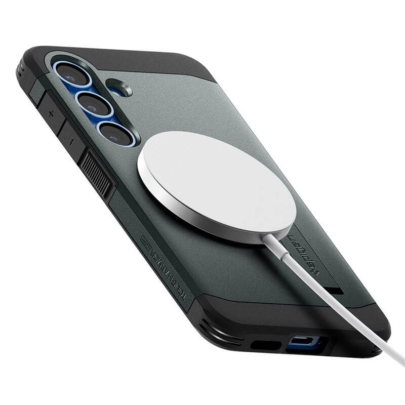 Magsafe Противоударен Калъф за Samsung S25 Plus, Spigen Tough Armor Case, Зелен (8)