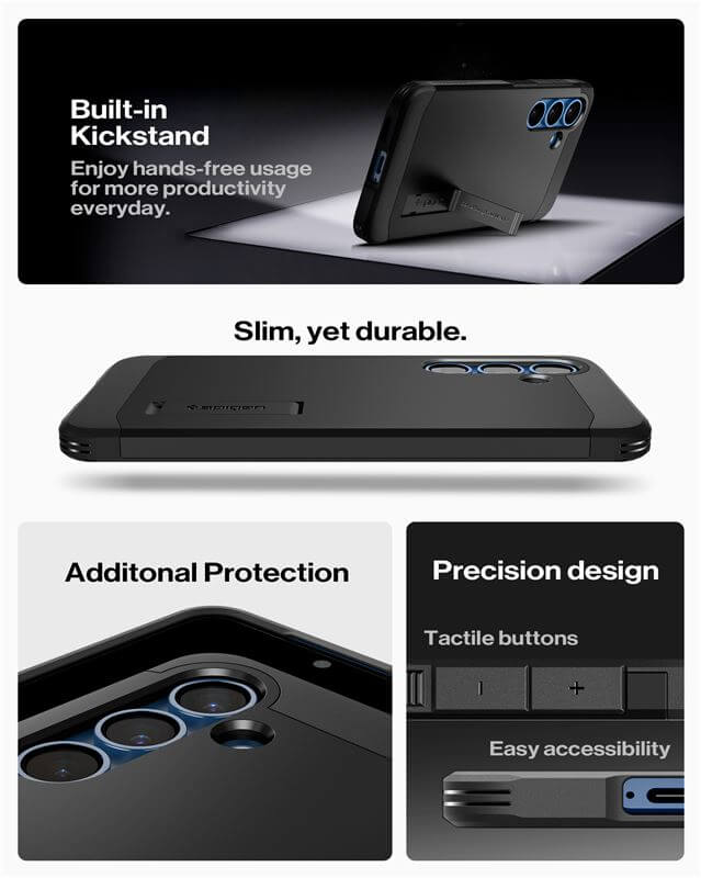 Magsafe Противоударен Калъф за Samsung S25, Spigen Tough Armor Case, Черен (11)