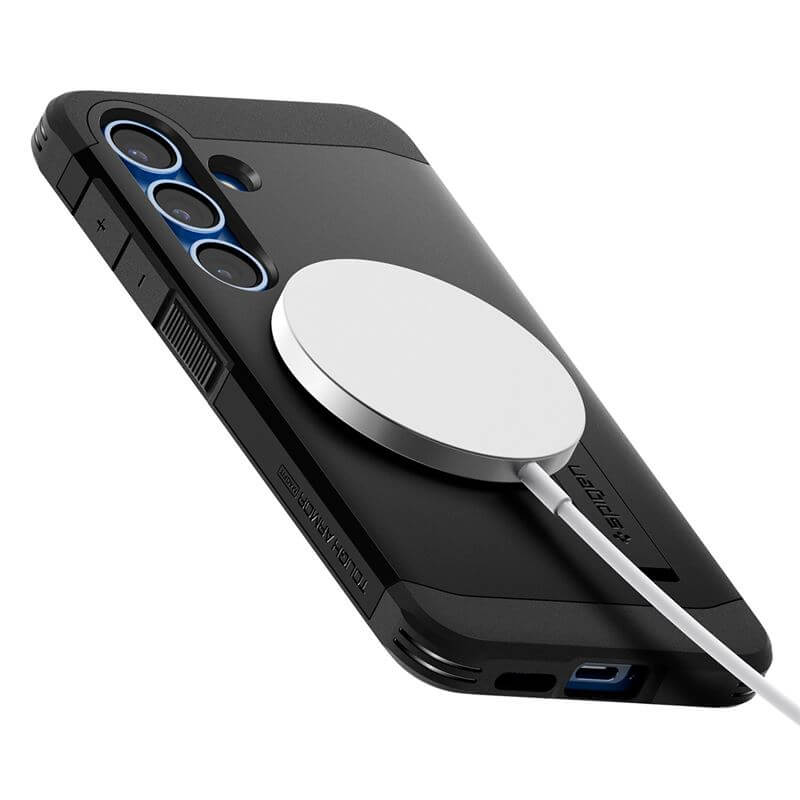 Magsafe Противоударен Калъф за Samsung S25, Spigen Tough Armor Case, Черен (8)