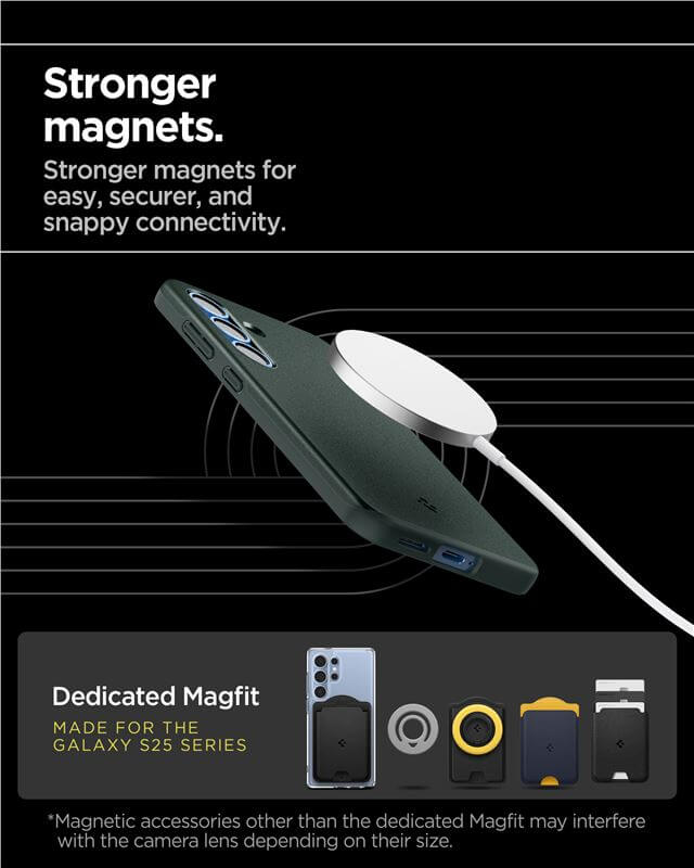 Magsafe Противоударен Калъф за Samsung S25, Spigen Thin Fit Magsafe Case, Зелен (10)
