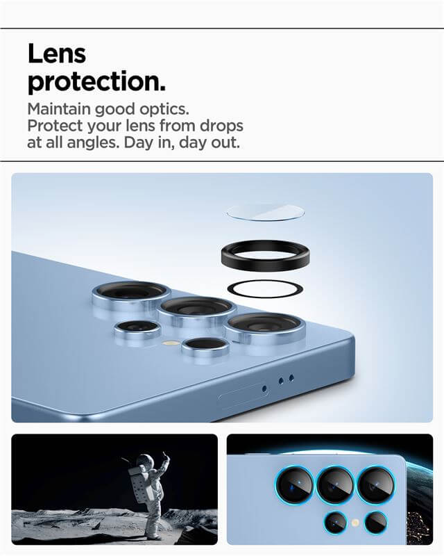 Протектор за Камерата на Samsung S25 Ultra, Spigen EZ Fit Optik Pro Glass tR 2бр., Черен (8)
