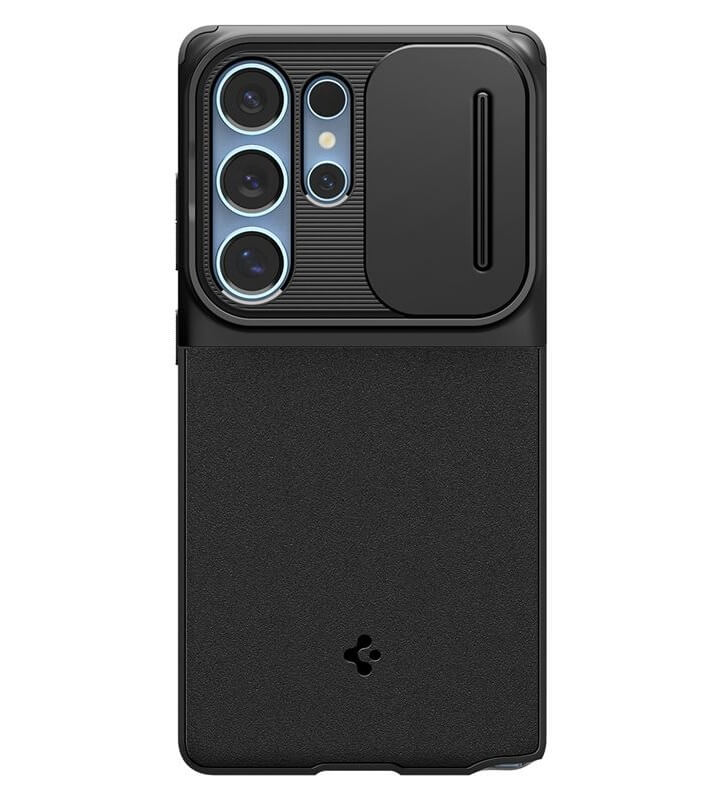 Калъф с Камерен Предпазител за Samsung S25 Ultra, Spigen Optik Armor Case, Черен