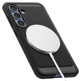 Magsafe Противоударен Калъф за Samsung S25 Plus, Spigen Rugged Armor Case, Черен (8)