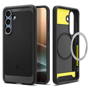 Magsafe Противоударен Калъф за Samsung S25 Plus, Spigen Rugged Armor Case, Черен