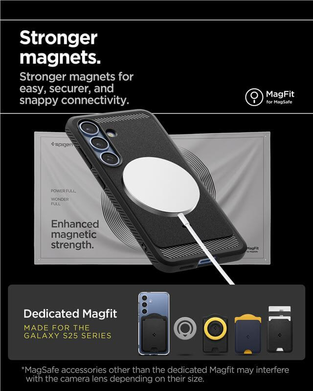 Magsafe Противоударен Калъф за Samsung S25 Plus, Spigen Rugged Armor Case, Черен (10)