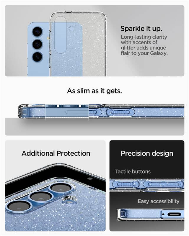 Блестящ Калъф за Samsung S25, Spigen Liquid Crystal Glitter Quartz Case, Прозрачен (9)