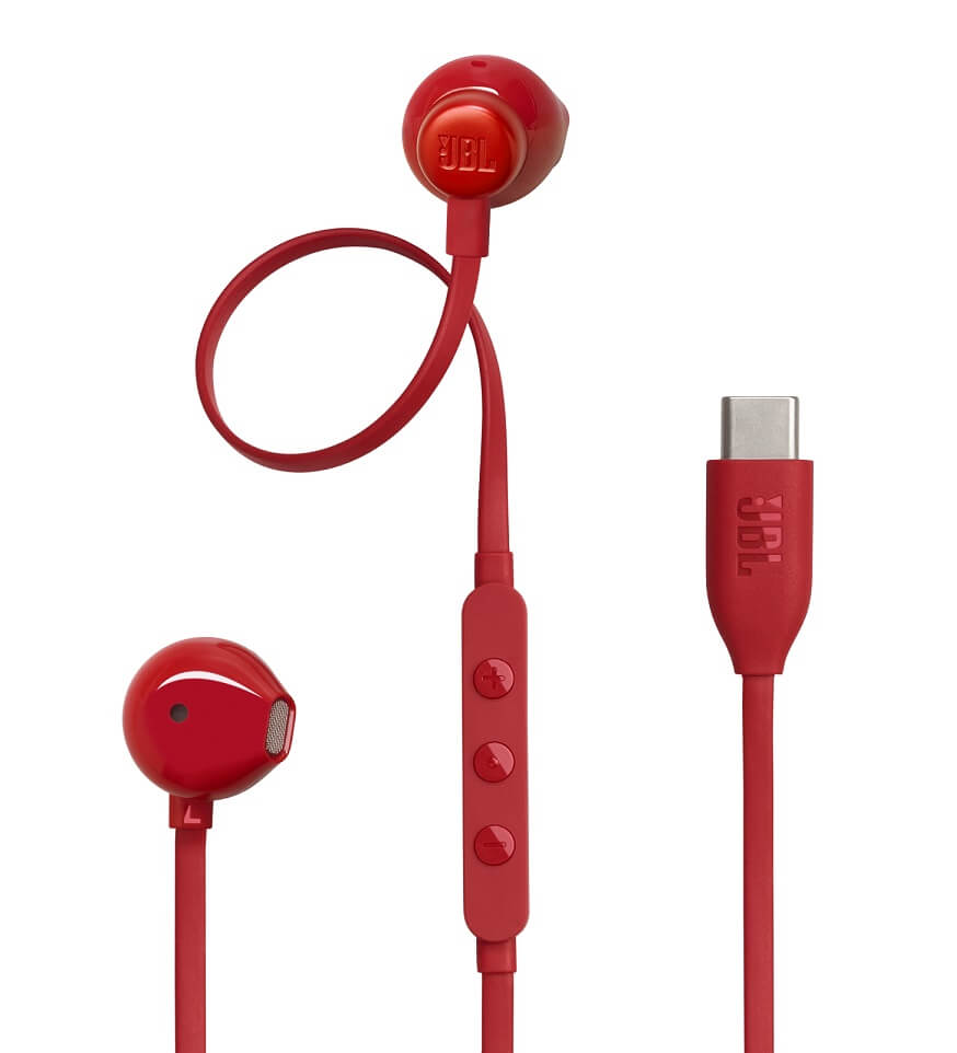 Слушалки с USB-C, JBL Tune 305C DAC Handsfree JBLT305CBLK, Червен