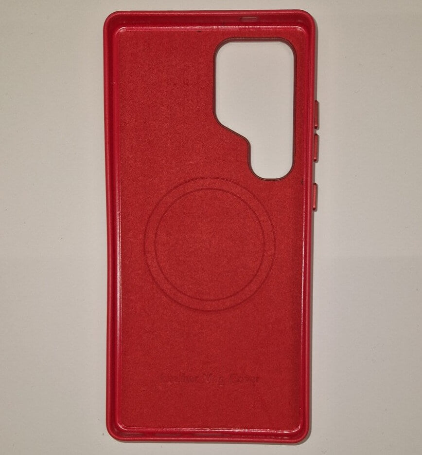 Magsafe Кожен Калъф за Samsung S25 Ultra, GKK Leather Case, Червен (2)