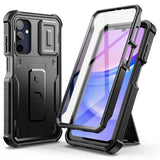 Противоударен Калъф с Плъзгач за Камера за Samsung A16, Tech-Protect Kevlar Cam Plus Case, Черен
