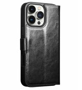 Кожен Калъф за iPhone 16 Pro Max, Qialino Book Case, Черен (2)