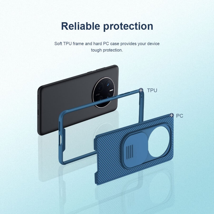 Калъф с Плъзгач за Камера за Huawei Mate 50 Pro, Nillkin CamShield Case, Син (2)
